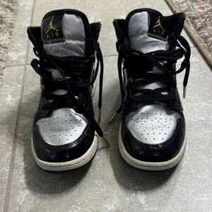 Nike Air Jordan Black and Silver High-Top Sneakers